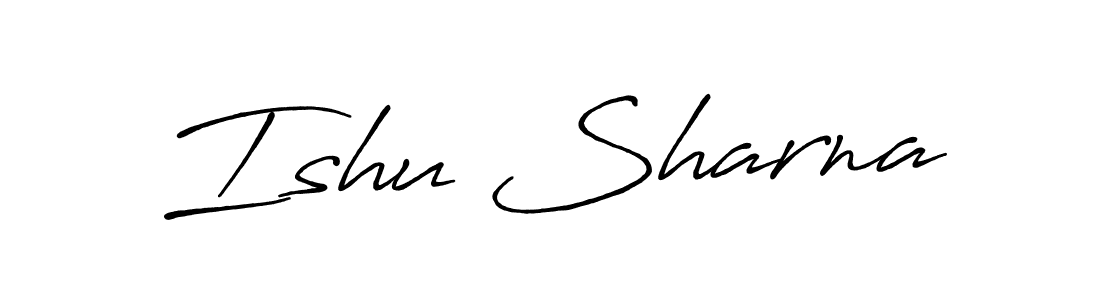 How to make Ishu Sharna name signature. Use Antro_Vectra_Bolder style for creating short signs online. This is the latest handwritten sign. Ishu Sharna signature style 7 images and pictures png