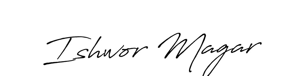 The best way (Antro_Vectra_Bolder) to make a short signature is to pick only two or three words in your name. The name Ishwor Magar include a total of six letters. For converting this name. Ishwor Magar signature style 7 images and pictures png