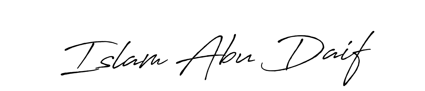 Make a beautiful signature design for name Islam Abu Daif. With this signature (Antro_Vectra_Bolder) style, you can create a handwritten signature for free. Islam Abu Daif signature style 7 images and pictures png