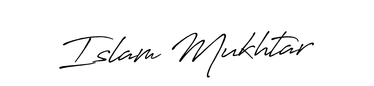 Create a beautiful signature design for name Islam Mukhtar. With this signature (Antro_Vectra_Bolder) fonts, you can make a handwritten signature for free. Islam Mukhtar signature style 7 images and pictures png