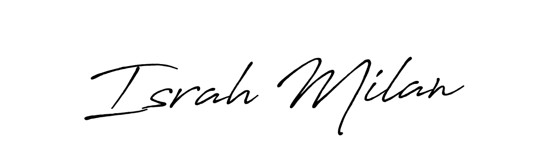 Design your own signature with our free online signature maker. With this signature software, you can create a handwritten (Antro_Vectra_Bolder) signature for name Israh Milan. Israh Milan signature style 7 images and pictures png