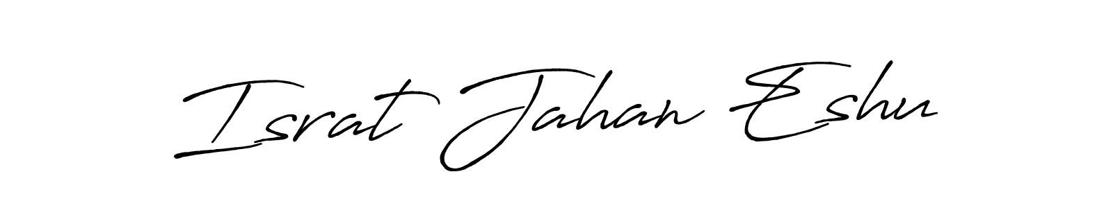 Antro_Vectra_Bolder is a professional signature style that is perfect for those who want to add a touch of class to their signature. It is also a great choice for those who want to make their signature more unique. Get Israt Jahan Eshu name to fancy signature for free. Israt Jahan Eshu signature style 7 images and pictures png