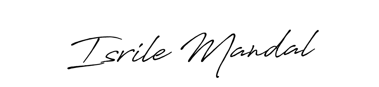 How to make Isrile Mandal name signature. Use Antro_Vectra_Bolder style for creating short signs online. This is the latest handwritten sign. Isrile Mandal signature style 7 images and pictures png
