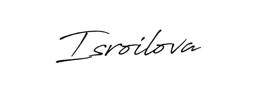 Make a beautiful signature design for name Isroilova. With this signature (Antro_Vectra_Bolder) style, you can create a handwritten signature for free. Isroilova signature style 7 images and pictures png