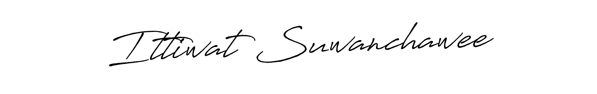 The best way (Antro_Vectra_Bolder) to make a short signature is to pick only two or three words in your name. The name Ittiwat Suwanchawee include a total of six letters. For converting this name. Ittiwat Suwanchawee signature style 7 images and pictures png
