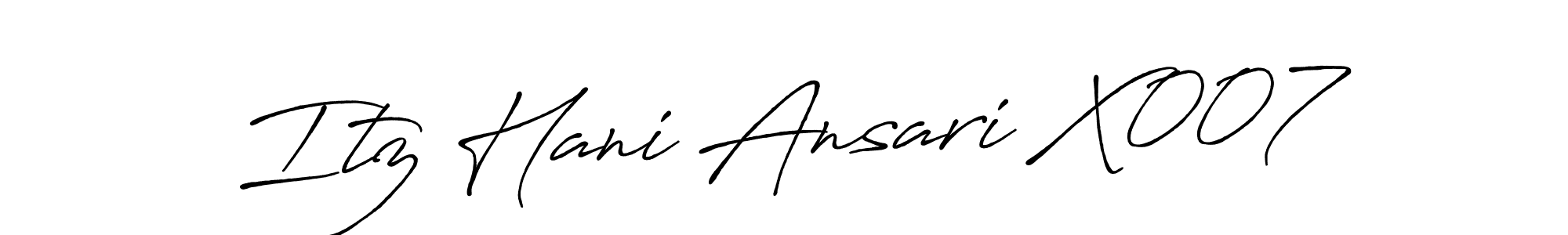 Antro_Vectra_Bolder is a professional signature style that is perfect for those who want to add a touch of class to their signature. It is also a great choice for those who want to make their signature more unique. Get Itz Hani Ansari X007 name to fancy signature for free. Itz Hani Ansari X007 signature style 7 images and pictures png