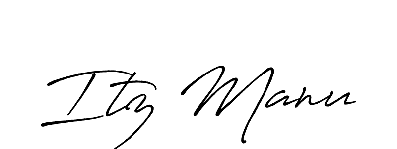 Create a beautiful signature design for name Itz Manu. With this signature (Antro_Vectra_Bolder) fonts, you can make a handwritten signature for free. Itz Manu signature style 7 images and pictures png