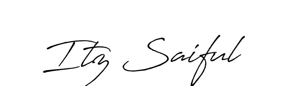 Use a signature maker to create a handwritten signature online. With this signature software, you can design (Antro_Vectra_Bolder) your own signature for name Itz Saiful. Itz Saiful signature style 7 images and pictures png