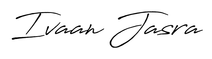 Create a personalized artistic stamp with Ivaan Jasra in Antro_Vectra_Bolder font. Perfect for visual artists, designers, and influencers. Ivaan Jasra signature style 7 images and pictures png