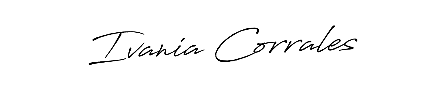 How to make Ivania Corrales name signature. Use Antro_Vectra_Bolder style for creating short signs online. This is the latest handwritten sign. Ivania Corrales signature style 7 images and pictures png