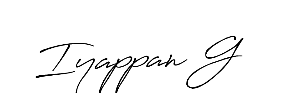 Make a beautiful signature design for name Iyappan G. With this signature (Antro_Vectra_Bolder) style, you can create a handwritten signature for free. Iyappan G signature style 7 images and pictures png