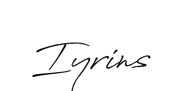 How to make Iyrins signature? Antro_Vectra_Bolder is a professional autograph style. Create handwritten signature for Iyrins name. Iyrins signature style 7 images and pictures png