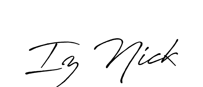 Use a signature maker to create a handwritten signature online. With this signature software, you can design (Antro_Vectra_Bolder) your own signature for name Iz Nick. Iz Nick signature style 7 images and pictures png