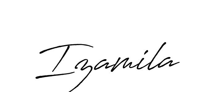 You should practise on your own different ways (Antro_Vectra_Bolder) to write your name (Izamila) in signature. don't let someone else do it for you. Izamila signature style 7 images and pictures png