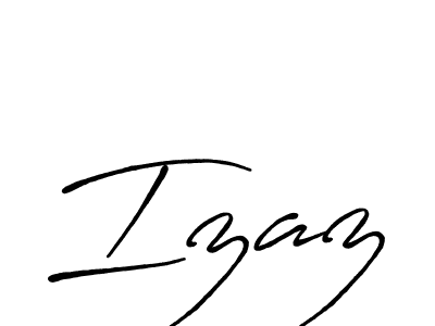 Use a signature maker to create a handwritten signature online. With this signature software, you can design (Antro_Vectra_Bolder) your own signature for name Izaz. Izaz signature style 7 images and pictures png