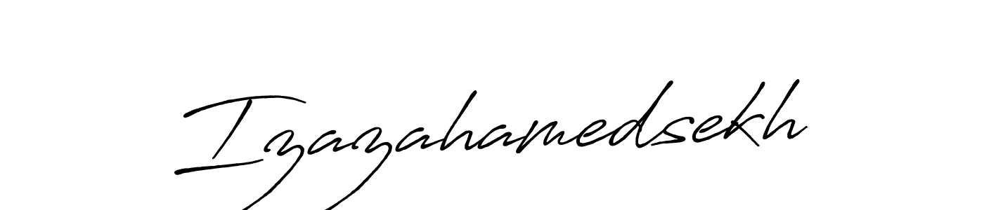 Use a signature maker to create a handwritten signature online. With this signature software, you can design (Antro_Vectra_Bolder) your own signature for name Izazahamedsekh. Izazahamedsekh signature style 7 images and pictures png