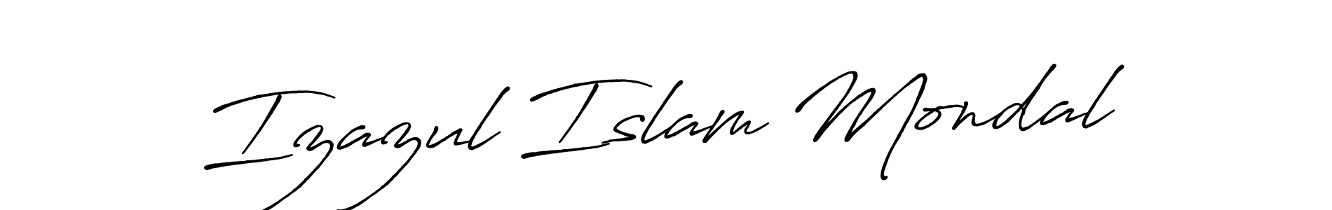 How to make Izazul Islam Mondal name signature. Use Antro_Vectra_Bolder style for creating short signs online. This is the latest handwritten sign. Izazul Islam Mondal signature style 7 images and pictures png