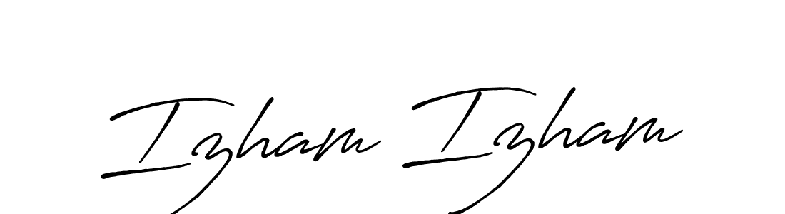 How to make Izham Izham name signature. Use Antro_Vectra_Bolder style for creating short signs online. This is the latest handwritten sign. Izham Izham signature style 7 images and pictures png