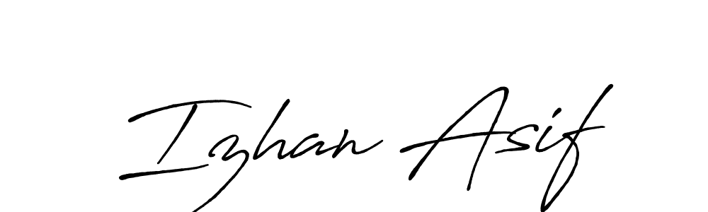 How to make Izhan Asif name signature. Use Antro_Vectra_Bolder style for creating short signs online. This is the latest handwritten sign. Izhan Asif signature style 7 images and pictures png