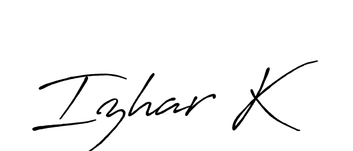 The best way (Antro_Vectra_Bolder) to make a short signature is to pick only two or three words in your name. The name Izhar K include a total of six letters. For converting this name. Izhar K signature style 7 images and pictures png