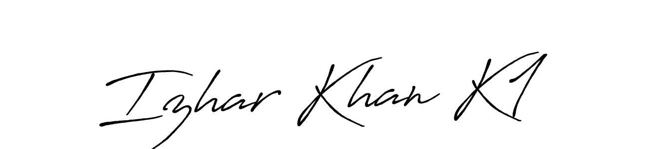 How to make Izhar Khan K1 signature? Antro_Vectra_Bolder is a professional autograph style. Create handwritten signature for Izhar Khan K1 name. Izhar Khan K1 signature style 7 images and pictures png