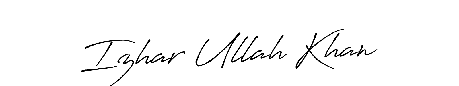 Antro_Vectra_Bolder is a professional signature style that is perfect for those who want to add a touch of class to their signature. It is also a great choice for those who want to make their signature more unique. Get Izhar Ullah Khan name to fancy signature for free. Izhar Ullah Khan signature style 7 images and pictures png