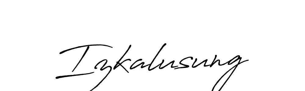 How to make Izkalusung name signature. Use Antro_Vectra_Bolder style for creating short signs online. This is the latest handwritten sign. Izkalusung signature style 7 images and pictures png