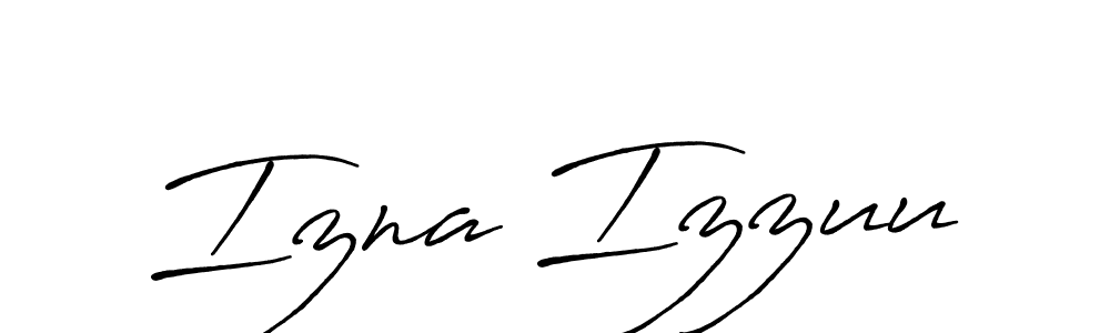 Use a signature maker to create a handwritten signature online. With this signature software, you can design (Antro_Vectra_Bolder) your own signature for name Izna Izzuu. Izna Izzuu signature style 7 images and pictures png