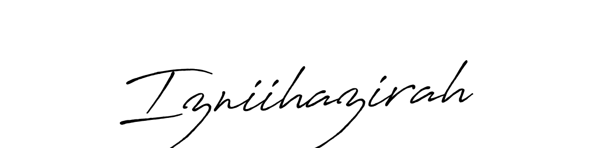 Also You can easily find your signature by using the search form. We will create Izniihazirah name handwritten signature images for you free of cost using Antro_Vectra_Bolder sign style. Izniihazirah signature style 7 images and pictures png