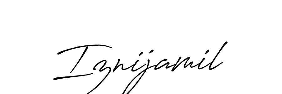 Iznijamil stylish signature style. Best Handwritten Sign (Antro_Vectra_Bolder) for my name. Handwritten Signature Collection Ideas for my name Iznijamil. Iznijamil signature style 7 images and pictures png