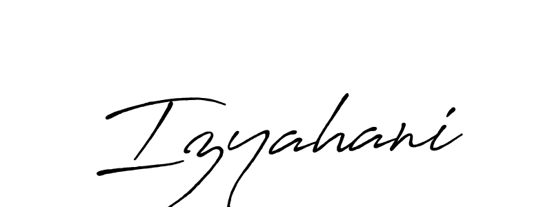 How to make Izyahani name signature. Use Antro_Vectra_Bolder style for creating short signs online. This is the latest handwritten sign. Izyahani signature style 7 images and pictures png
