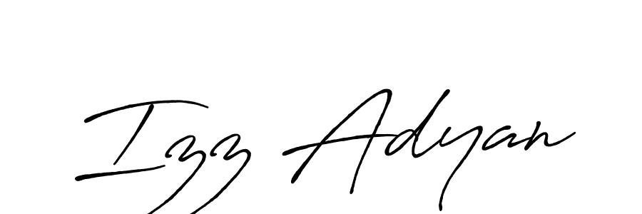 Use a signature maker to create a handwritten signature online. With this signature software, you can design (Antro_Vectra_Bolder) your own signature for name Izz Adyan. Izz Adyan signature style 7 images and pictures png