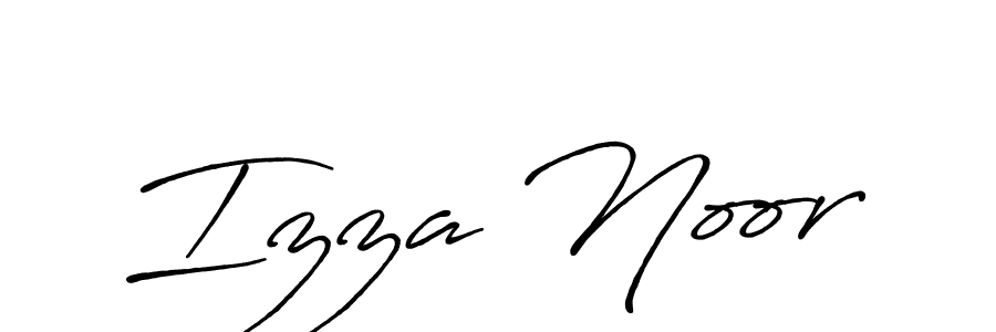 The best way (Antro_Vectra_Bolder) to make a short signature is to pick only two or three words in your name. The name Izza Noor include a total of six letters. For converting this name. Izza Noor signature style 7 images and pictures png