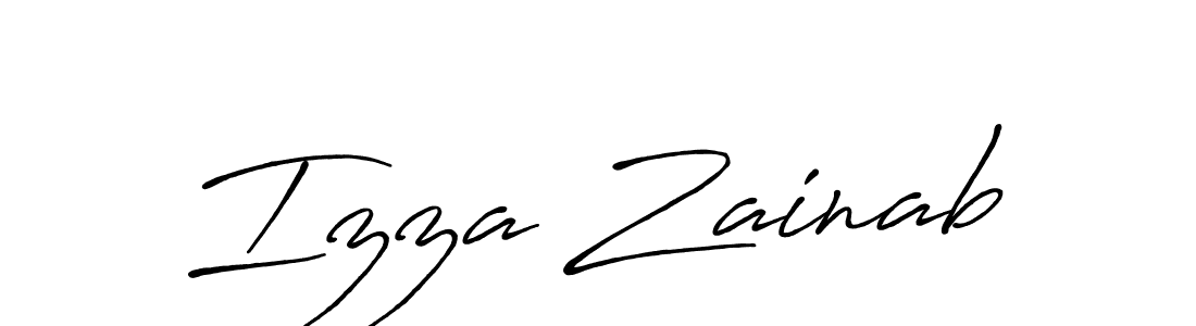 Create a beautiful signature design for name Izza Zainab. With this signature (Antro_Vectra_Bolder) fonts, you can make a handwritten signature for free. Izza Zainab signature style 7 images and pictures png