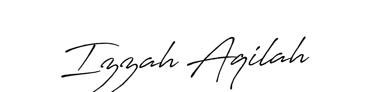 Use a signature maker to create a handwritten signature online. With this signature software, you can design (Antro_Vectra_Bolder) your own signature for name Izzah Aqilah. Izzah Aqilah signature style 7 images and pictures png