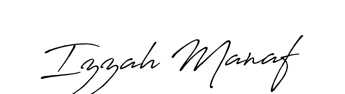 How to make Izzah Manaf signature? Antro_Vectra_Bolder is a professional autograph style. Create handwritten signature for Izzah Manaf name. Izzah Manaf signature style 7 images and pictures png