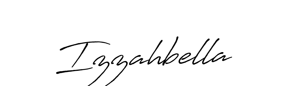 How to make Izzahbella signature? Antro_Vectra_Bolder is a professional autograph style. Create handwritten signature for Izzahbella name. Izzahbella signature style 7 images and pictures png