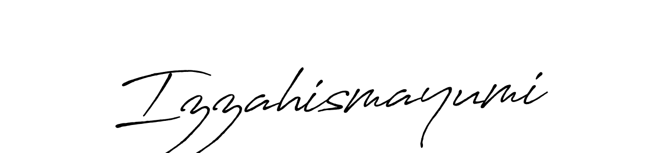 Make a beautiful signature design for name Izzahismayumi. With this signature (Antro_Vectra_Bolder) style, you can create a handwritten signature for free. Izzahismayumi signature style 7 images and pictures png