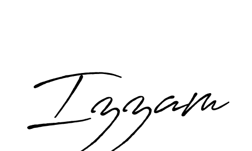 Use a signature maker to create a handwritten signature online. With this signature software, you can design (Antro_Vectra_Bolder) your own signature for name Izzam. Izzam signature style 7 images and pictures png