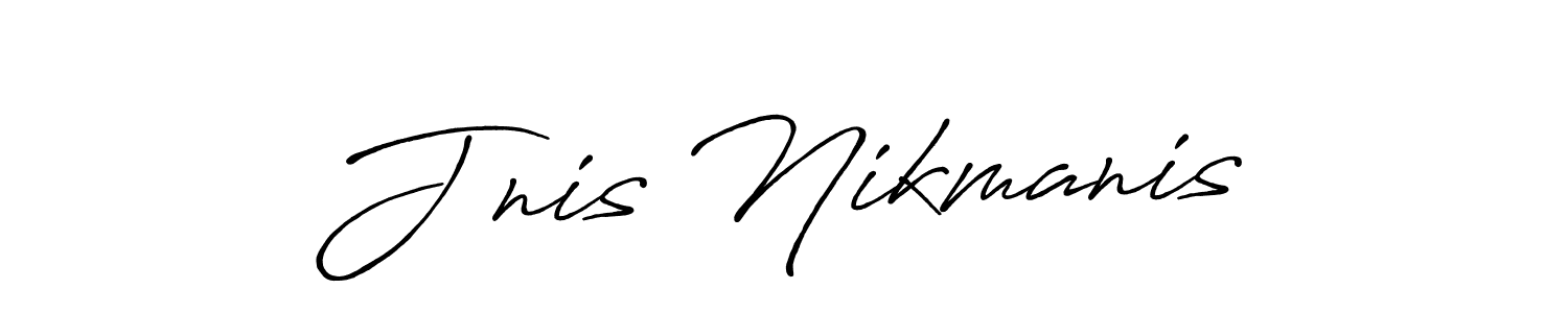 How to make Jānis Nikmanis name signature. Use Antro_Vectra_Bolder style for creating short signs online. This is the latest handwritten sign. Jānis Nikmanis signature style 7 images and pictures png