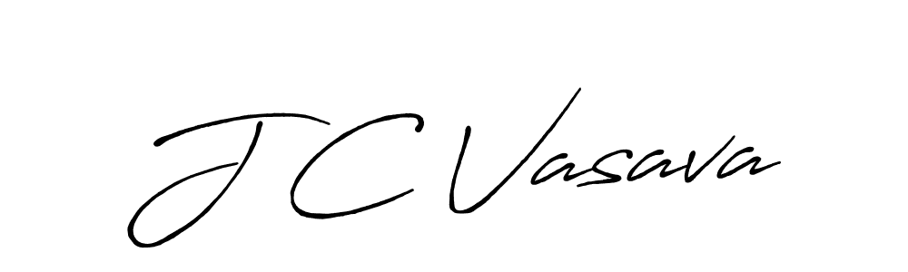 How to make J C Vasava name signature. Use Antro_Vectra_Bolder style for creating short signs online. This is the latest handwritten sign. J C Vasava signature style 7 images and pictures png
