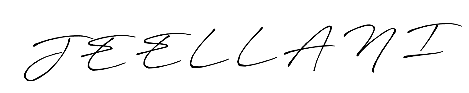 How to make J E E L L A N I name signature. Use Antro_Vectra_Bolder style for creating short signs online. This is the latest handwritten sign. J E E L L A N I signature style 7 images and pictures png