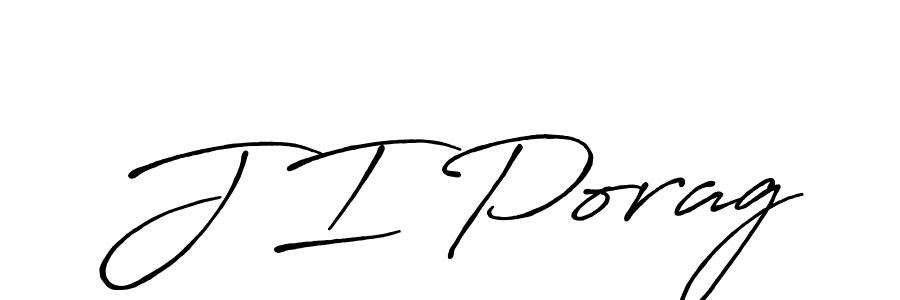 The best way (Antro_Vectra_Bolder) to make a short signature is to pick only two or three words in your name. The name J I Porag include a total of six letters. For converting this name. J I Porag signature style 7 images and pictures png