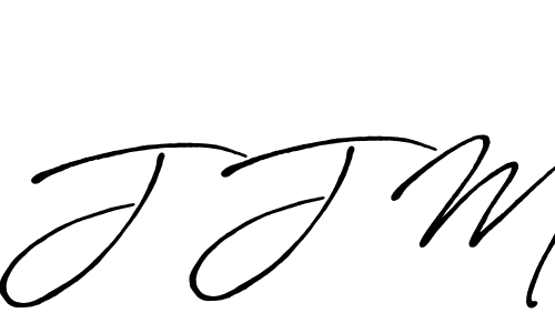 The best way (Antro_Vectra_Bolder) to make a short signature is to pick only two or three words in your name. The name J J M include a total of six letters. For converting this name. J J M signature style 7 images and pictures png