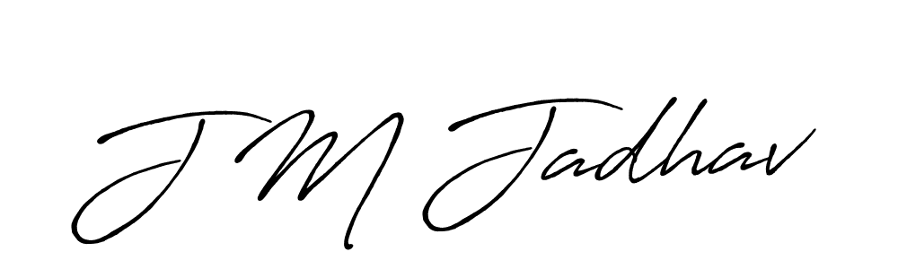 The best way (Antro_Vectra_Bolder) to make a short signature is to pick only two or three words in your name. The name J M Jadhav include a total of six letters. For converting this name. J M Jadhav signature style 7 images and pictures png