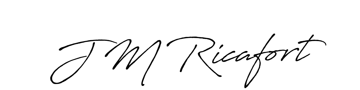 How to make J M Ricafort name signature. Use Antro_Vectra_Bolder style for creating short signs online. This is the latest handwritten sign. J M Ricafort signature style 7 images and pictures png