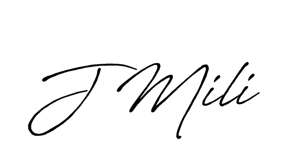 How to make J Mili signature? Antro_Vectra_Bolder is a professional autograph style. Create handwritten signature for J Mili name. J Mili signature style 7 images and pictures png