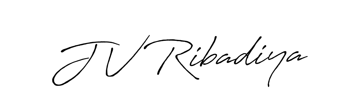 if you are searching for the best signature style for your name J V Ribadiya. so please give up your signature search. here we have designed multiple signature styles  using Antro_Vectra_Bolder. J V Ribadiya signature style 7 images and pictures png