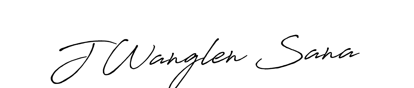 Create a beautiful signature design for name J Wanglen Sana. With this signature (Antro_Vectra_Bolder) fonts, you can make a handwritten signature for free. J Wanglen Sana signature style 7 images and pictures png