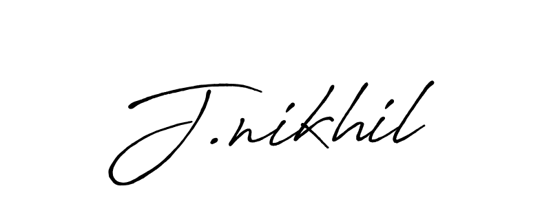 Create a beautiful signature design for name J.nikhil. With this signature (Antro_Vectra_Bolder) fonts, you can make a handwritten signature for free. J.nikhil signature style 7 images and pictures png